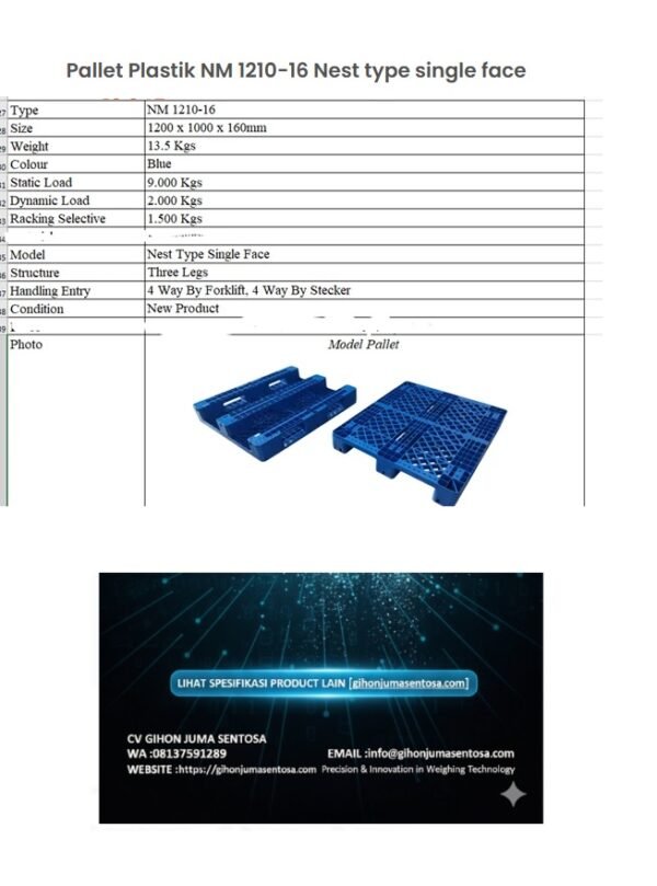palet biruku,jpg Pallet Plastik NM 1210-16 Nest type single face